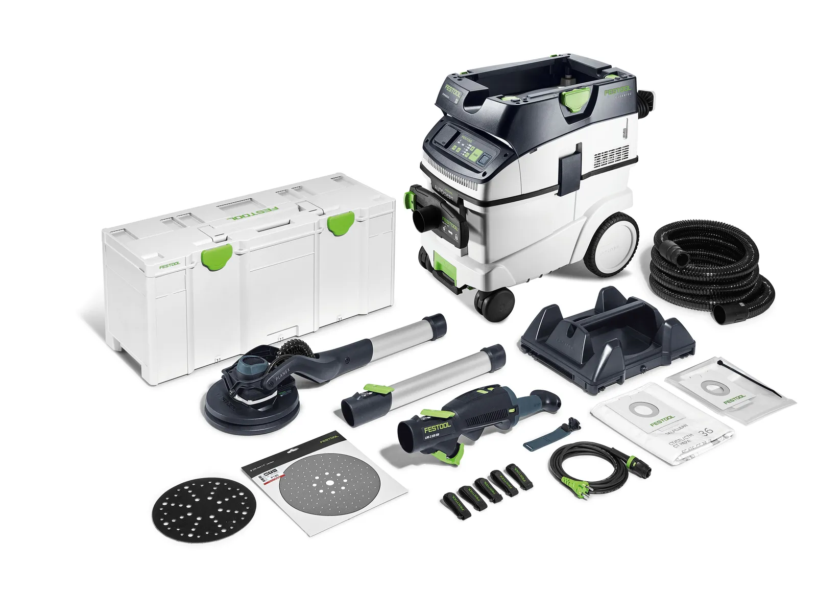 PLANEX LHS 2 225 EQI/CTM 36-teiliges Langarm-Schleif- und Staubsauger-Set